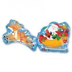 Шар фигура Новый год Санта на санях