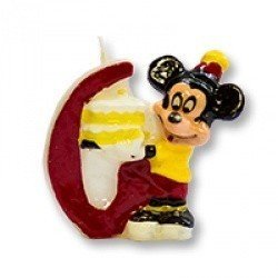Свеча цифра 6 Микки Маус 7см