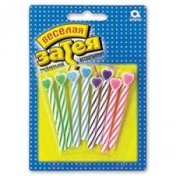 Свечи для торта с сердцем ассорти 8 шт