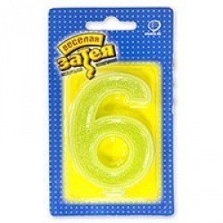 Свеча  цифра Блеск 6 8 см