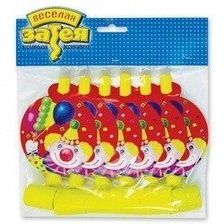 Язык-гудок с карт Клоун с шарами 6шт