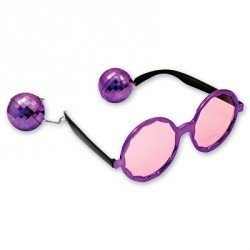 Очки Диско с подвес шарами розовые