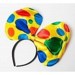 Ободок с бантиком Желтый в разноцветный горошек Большой