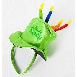 Ободок Салатовая шляпка со свечами Happy birthday