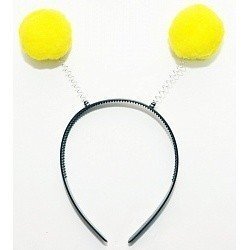 Ободок с рожками Желтые шары на пружинке