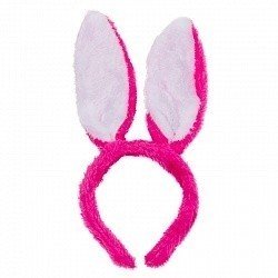 Ободок с ушками Пушистый зайка розовый