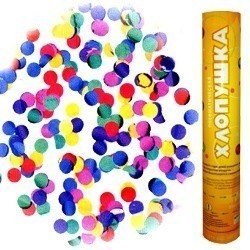 Пневмохлопушка 30 см Металлизированные круги разноцветные