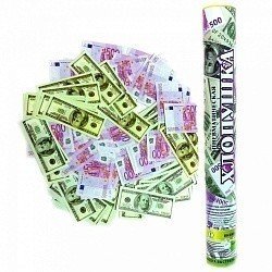 Пневмохлопушка 40 см Доллары и Евро