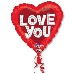 Шар 18" ILY Сердечки серебро