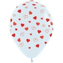 Облако белых шаров Сердечки 25 шт