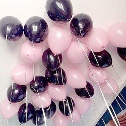 Шарики под потолок Розово Черные 50 шт