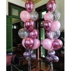 Фонтаны из шаров в розовом цвете