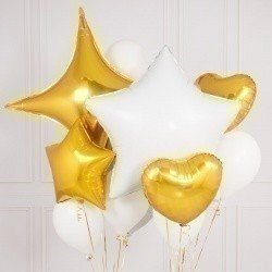 Букет из шаров «Золотое и белое»