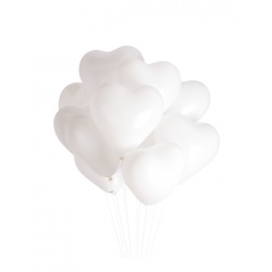 Облако шаров Сердца Средние белые 15 шт