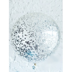 Большой шар с серебряным квадратным конфетти