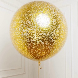 Большой шар с золотым круглым конфетти