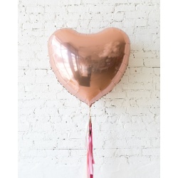 Большой фольгированный шар сердце розовое золото на гирлянде