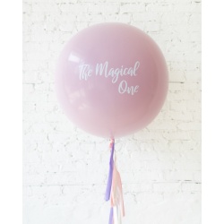 Большой шар лиловый с печатью на гирлянде