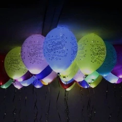 Светящиеся Шары  С Днем Рождения 100 шт (постоянная подсветка)