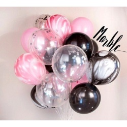 Облако шаров с гелием Мраморные 15 шт