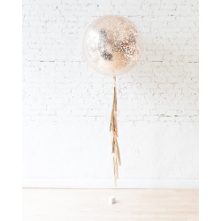 Большой шар с квадратным конфетти розовое золото на гирлянде