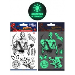 Наклейки-татуировки Человек Паук, набор №1, 11*20 см, Флуор, 1 шт.