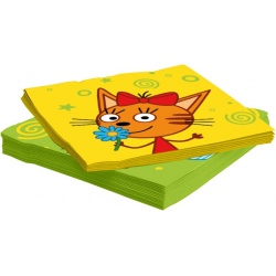 Салфетки Три Кота, С Днем Рождения!, Играем вместе 33*33 см 20 шт.